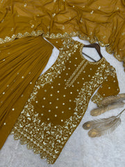 Exclusive Yellow Georgette Sequence Work Sharara Suit