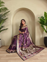 Festive Special Wine Color Silk Saree