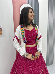Stylish Red Georgette Ribbon Work Lehenga Choli