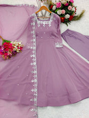 Glorious Sequence Work Lavender Color Anarkali Gown