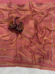 New Party Wear Peach Color Silk Saree