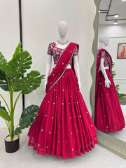 Awesome Georgette Pink Color Lehenga Choli