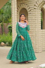 Ravishing Pink Georgette Embroidery Work Gown
