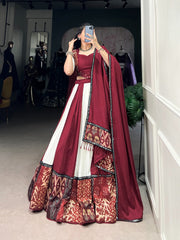 Traditional Wear Red Color Pure Rayon Lehenga Choli