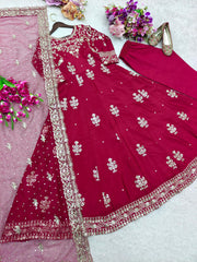 Stylish Pink Color Sequence Work Designer Gown