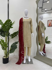 Beige Color Georgette Stitched Salwar Suit