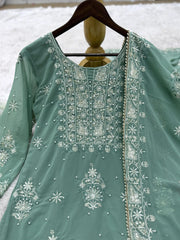 Blissful Georgette Sequence Work Rama Color Plazzo Suit