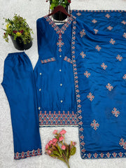 Stylish Pink Chinon Silk Sequence Work Anarkali Suit