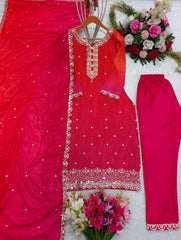 Awesome Digital Print Pink & Orange Color Salwar Suit