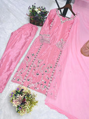 Preferable Thread And Sequence Work Pink Color Salwar suit