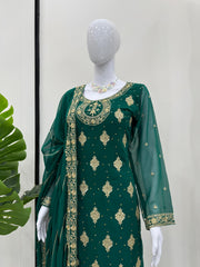 Festive Wear Green Color  Sequence Work Salwar Suit