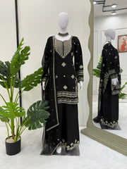Black Color Sequence Work Good Looking Palazzo Suit