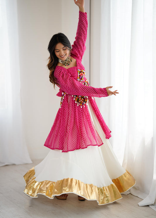 Gorgeous Pink Georgette With Codi Work Lehenga Choli