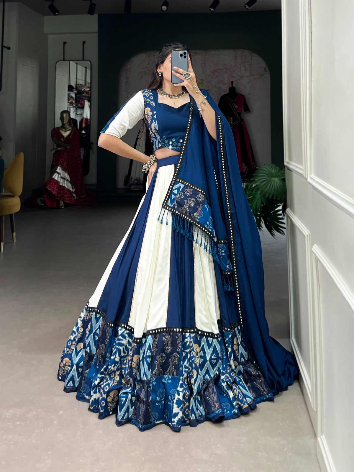 Traditional Wear Blue Color Pure Rayon Lehenga Choli