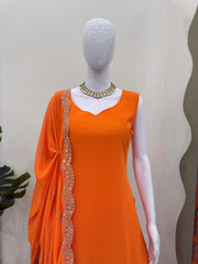 Classic Georgette Orange Color Sharara Suit