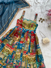 Outstanding Organza Silk Multi Color Anarkali Gown
