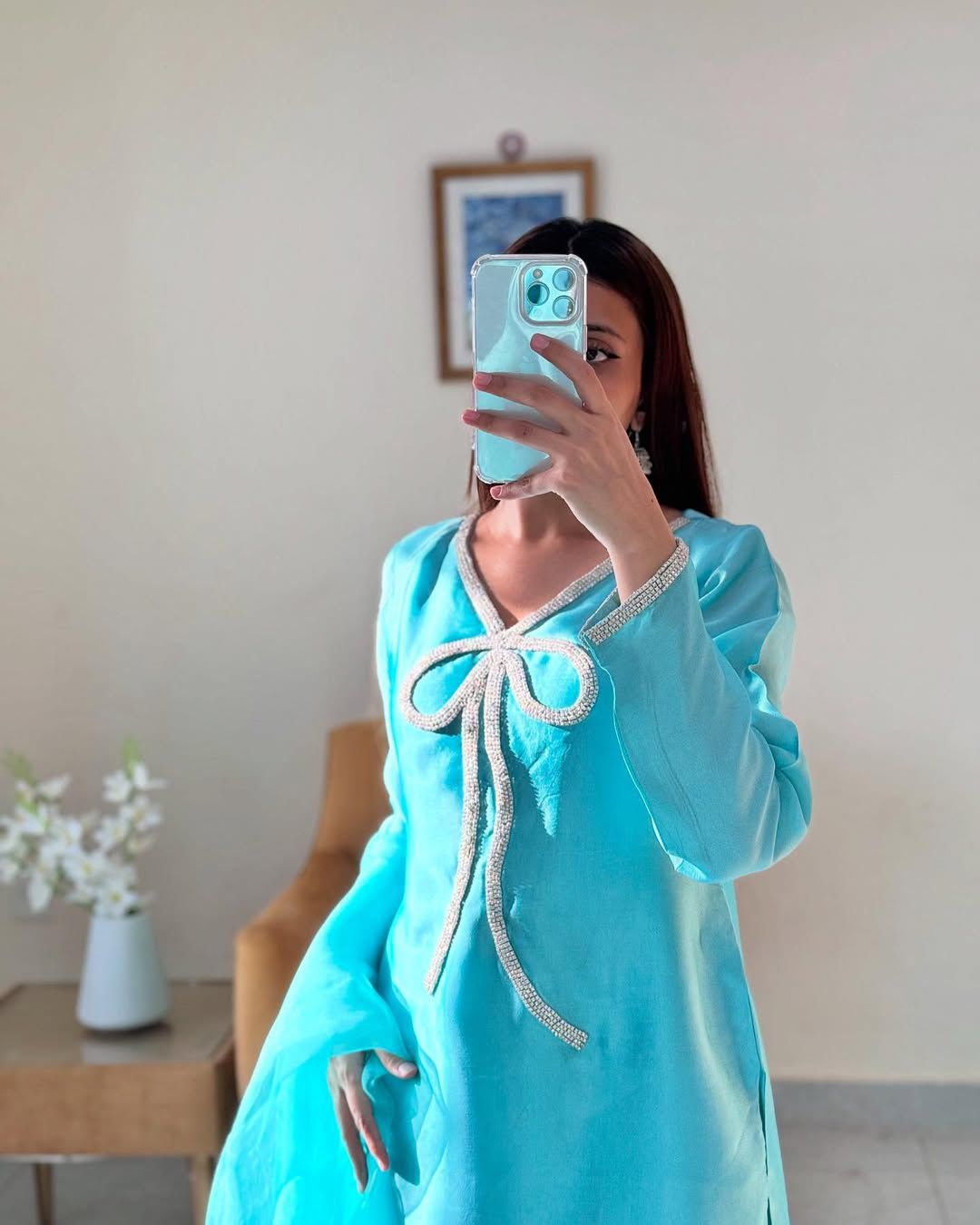 Captivating Beads Work Sky Blue Color Salwar Suit