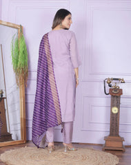 Attractive Purple Salwar Suit With Leheriya Dupatta