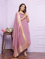 Reception Wear Dusty Pink Color Embroidery Work Salwar Suit