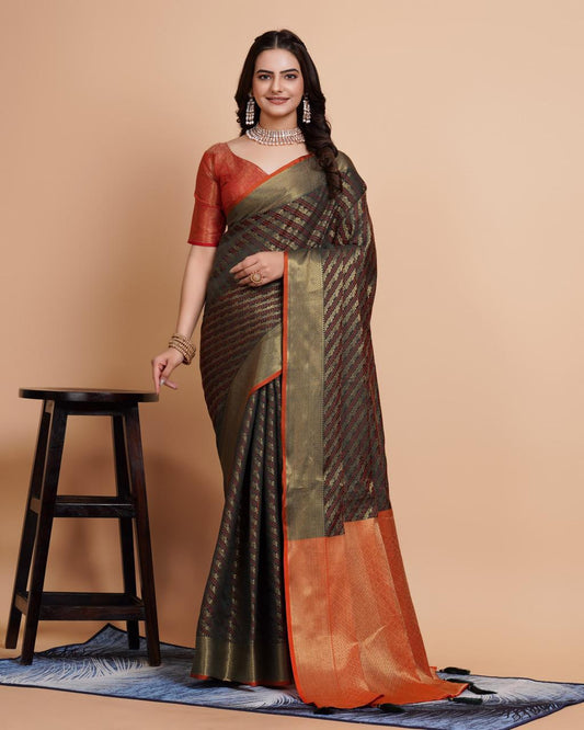 Glorious Jacquard Work Banarasi Silk Blown Color Saree