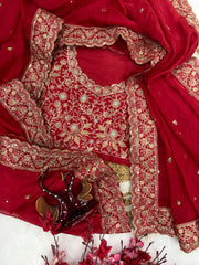 Flattering Tabby Silk Red Color Designer Saree