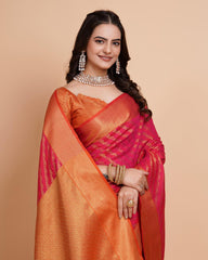 Glorious Jacquard Work Banarasi Silk Pink Color Saree