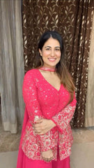 Beautiful Georgette Pink Color Sharara Suit