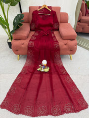 Preferable Jimmy Chu Hand Work Red Color Saree