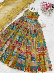 Trendy Multicolor Organza Silk Anarkali Gown