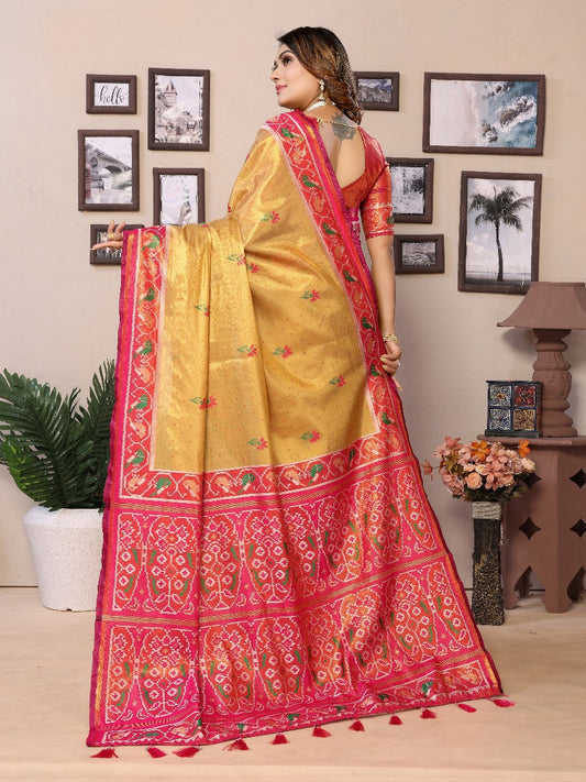 Flattering Tissue Silk Mustard Color Saree