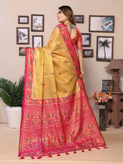 Flattering Tissue Silk Mustard Color Saree