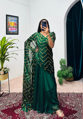 Adorable Rangoli Green Color Gown