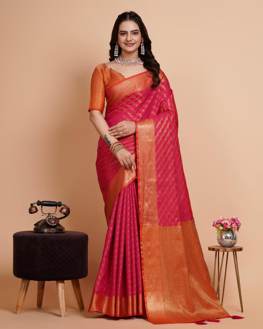 Glorious Jacquard Work Banarasi Silk Pink Color Saree