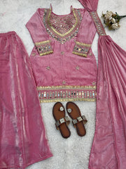 Innovative Fendy Silk Mirror Work Sharara Palazzo Set