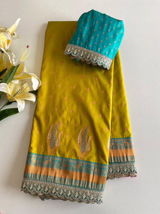 Lovely Paithani Silk Mustard Color Saree