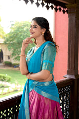 Exclusive Kanchipuram Pink Color Lehenga Choli