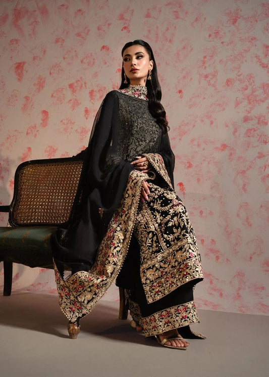 Presenting Moti Work Black Color Sharara Suit