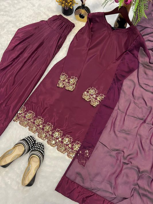 Good Looking  Wine Color Salwar Suit