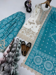 Embroidered Sequence Work Blue Color Sharara Sui