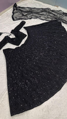 Wedding & Party Wear Sequins And Dori Work Black Color Lehenga Choli