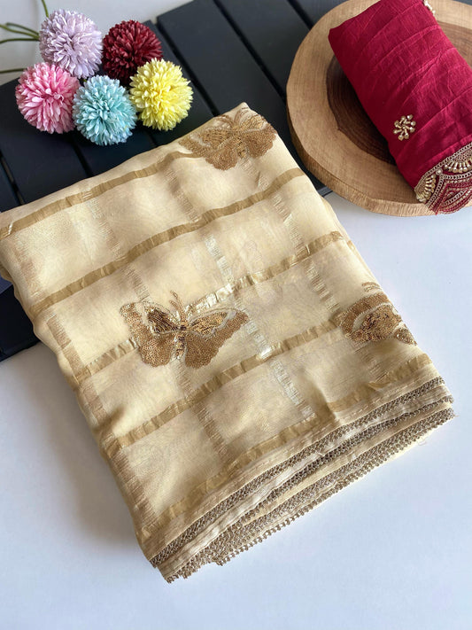 Flattering Viscose Cream Color Saree