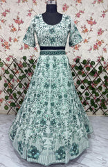 Green Color Embroidered Bridal Lehenga Choli Set