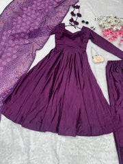 Awesome Purple Color Silk Anarkali Gown