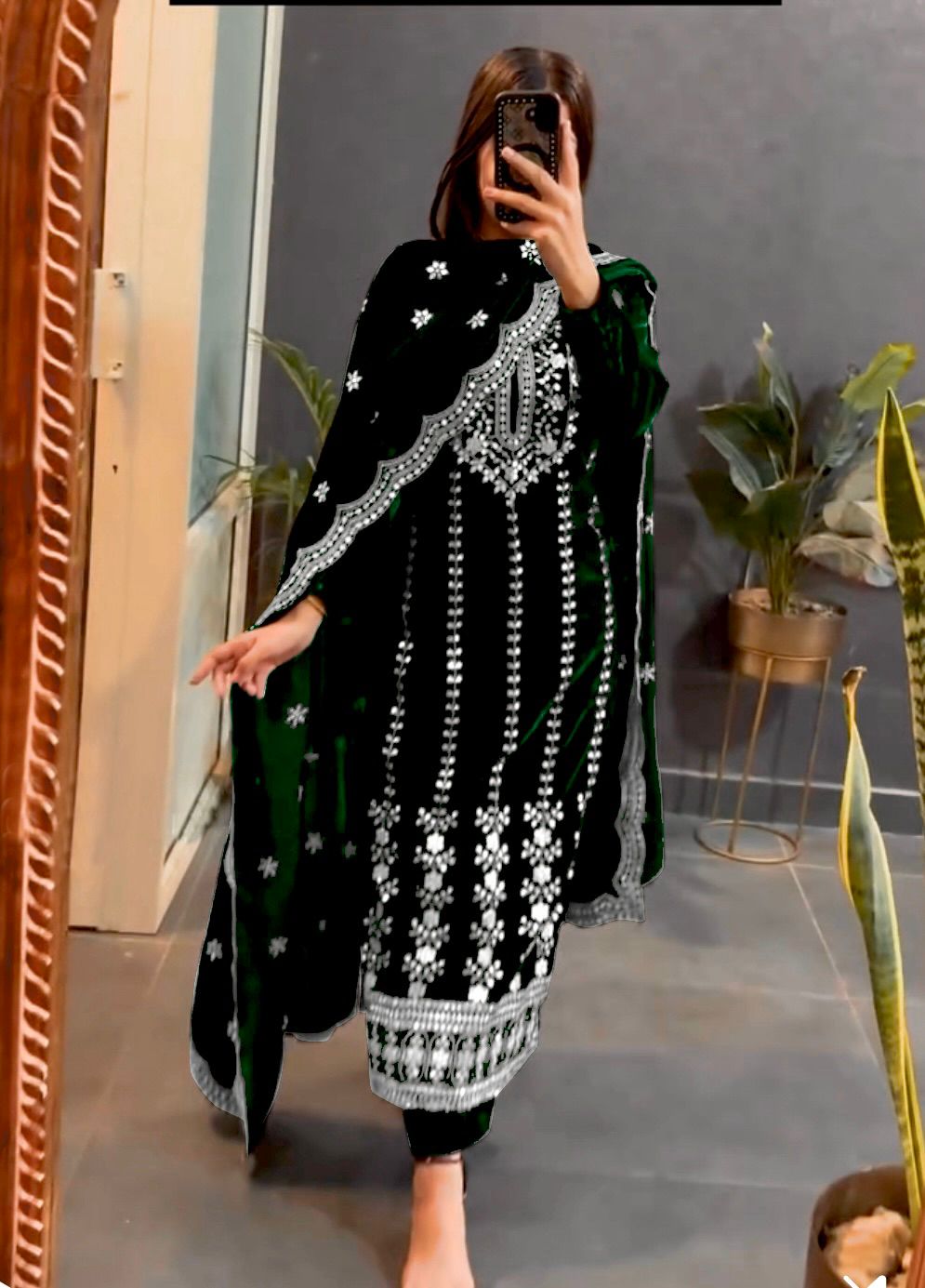 Awesome Black Color Velvet 5mm Sequence Work Salwar Suit