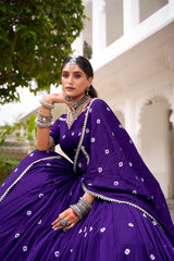 Alluring Red Color Chanderi Bandhej Lehenga Choli