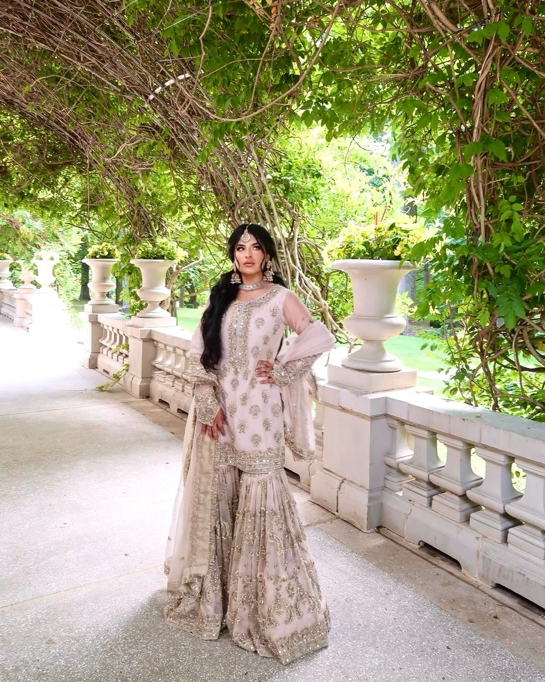 Traditional wear Sequence Work Peach Color Sharara Suit