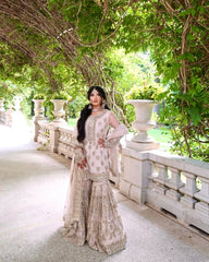 Traditional wear Sequence Work Peach Color Sharara Suit