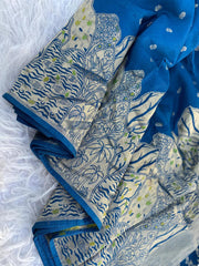 Designer Dola Silk Blue Color Saree