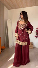 Innovative Fendy Silk Mirror Work Sharara Palazzo Set