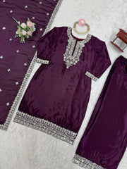 Function Wear Wine Color Palazzo Set